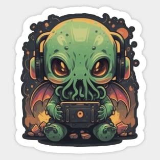 Chibi Cthulhu Gamer Sticker